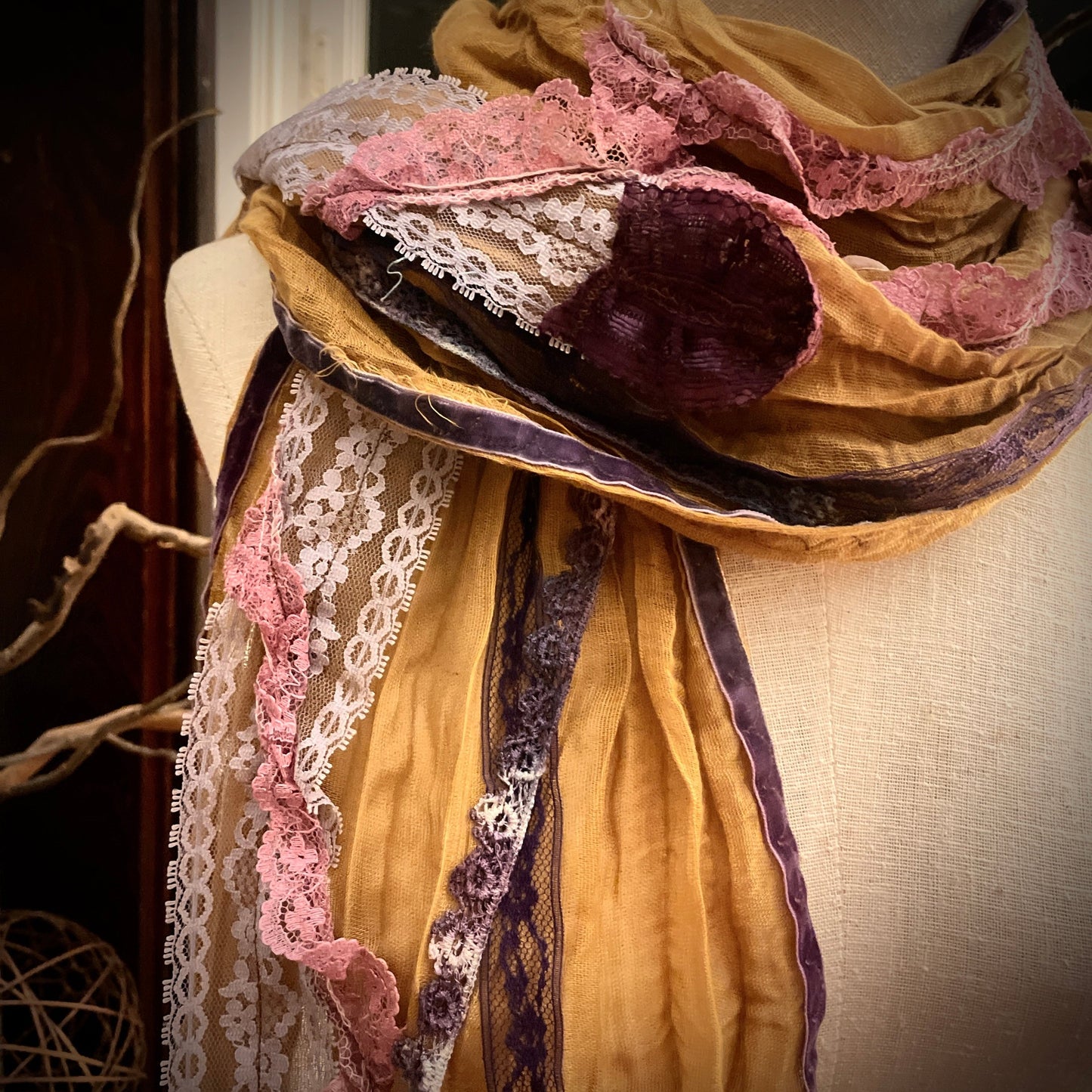 Ribbon Reverie Vintage Inspired Scarf