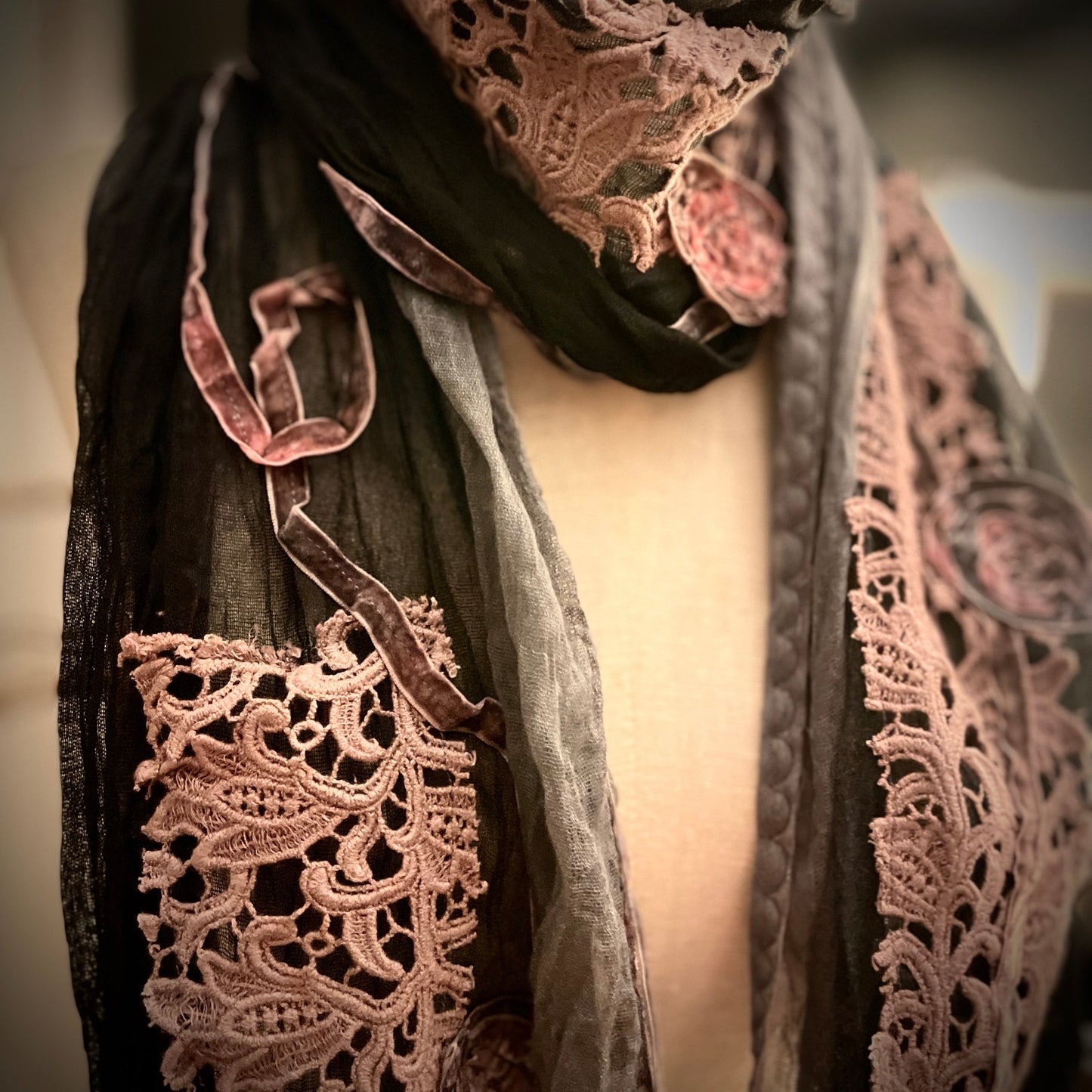 Midnight Mauve Vintage Inspired Scarf