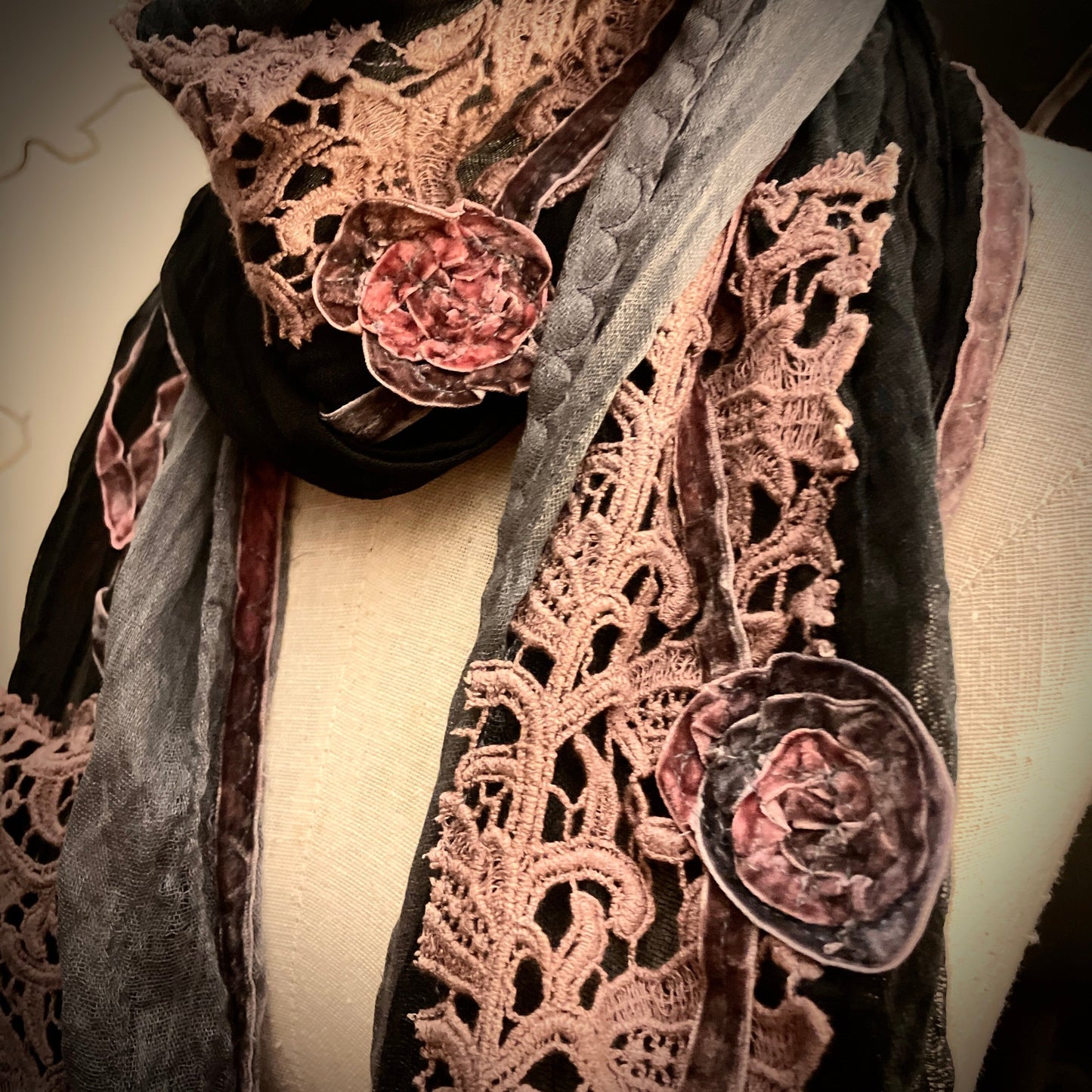 Midnight Mauve Vintage Inspired Scarf
