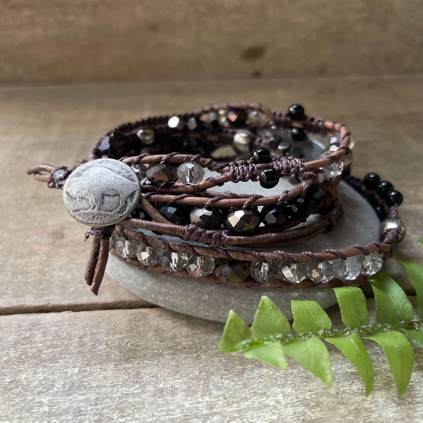 Triple Wrap Aluminum 'Just Be' Bracelet