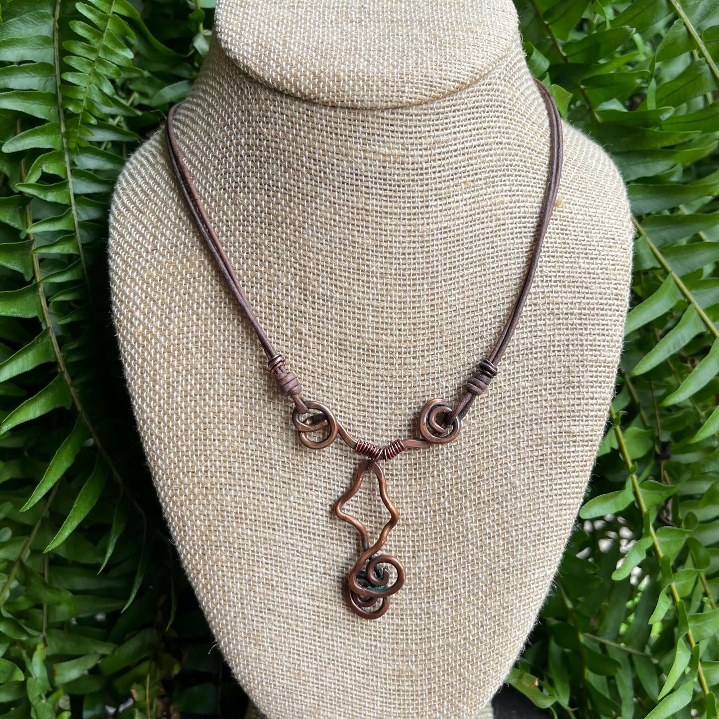 Hanging Copper Swirl Necklace