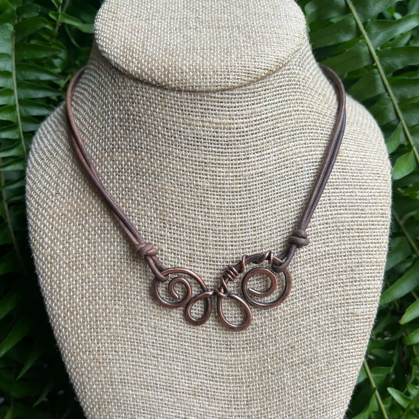 copper Swirl necklace on bust