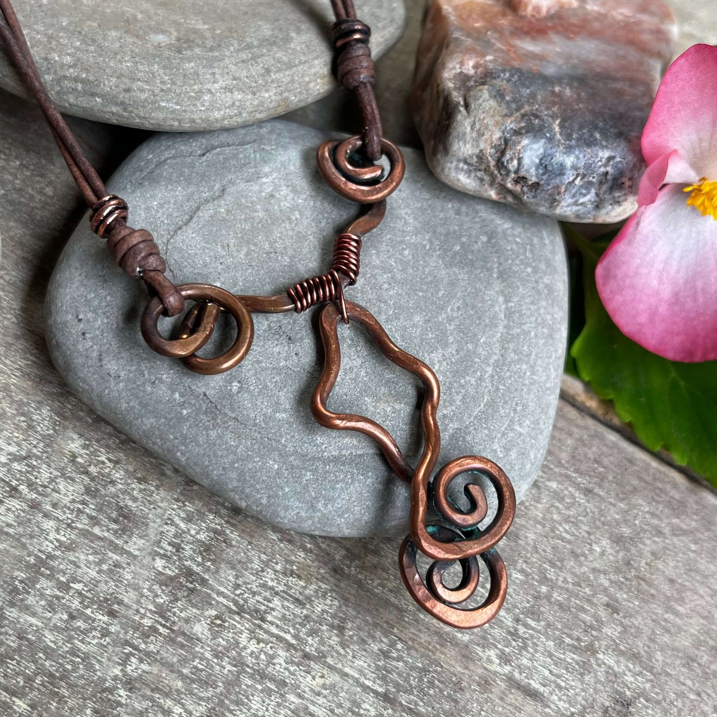 Hanging Copper Swirl Necklace