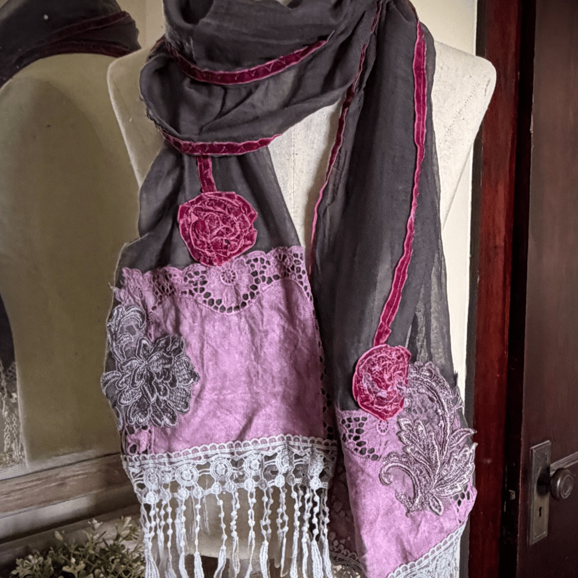 Gray purple scarf
