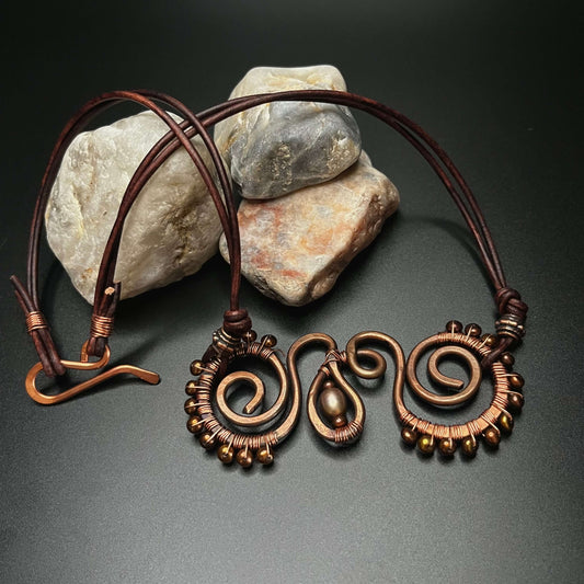 Large Copper Swirl with brown pearls