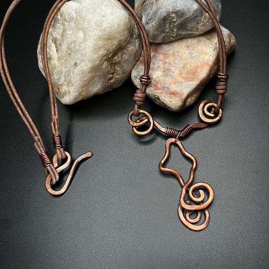 Hanging Copper Swirl Necklace