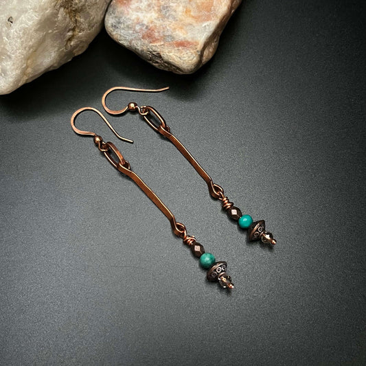 Copper wire dangle earrings