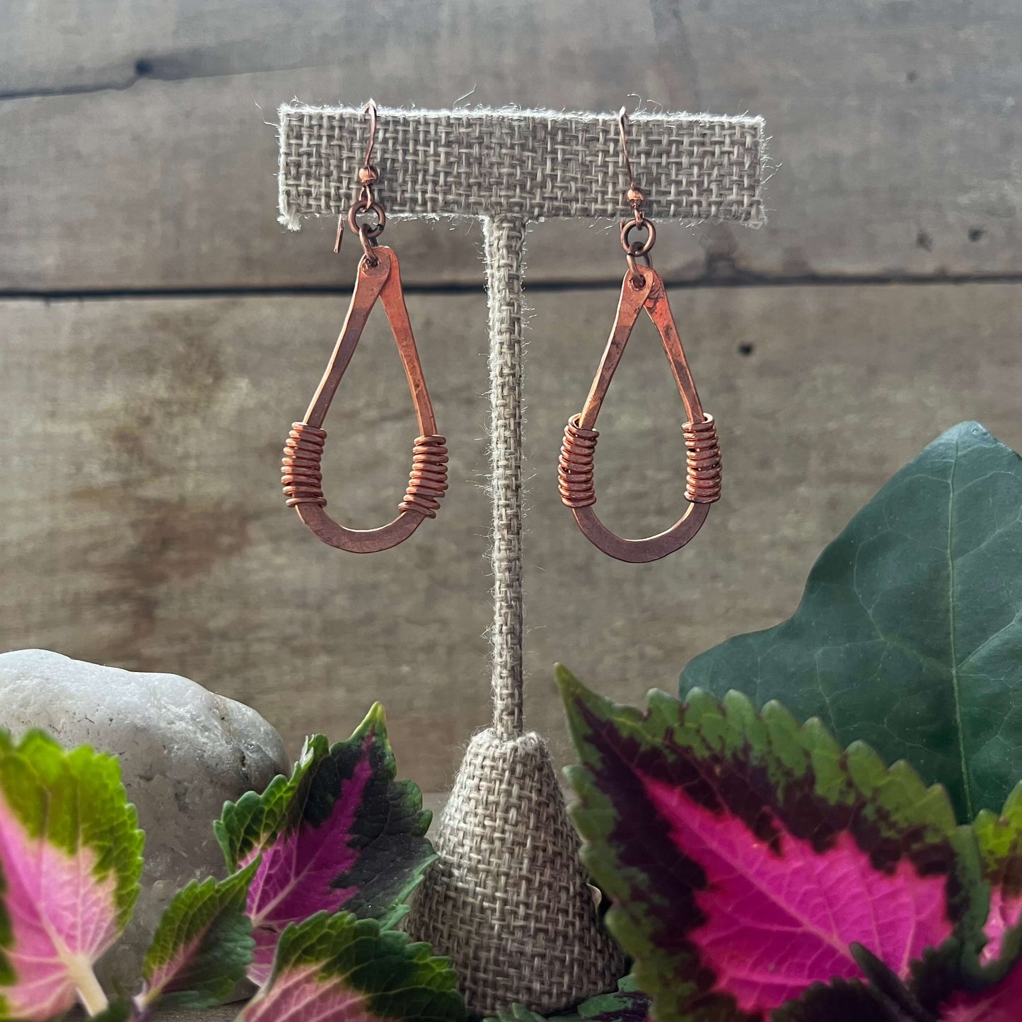 hanging copper loop earrings