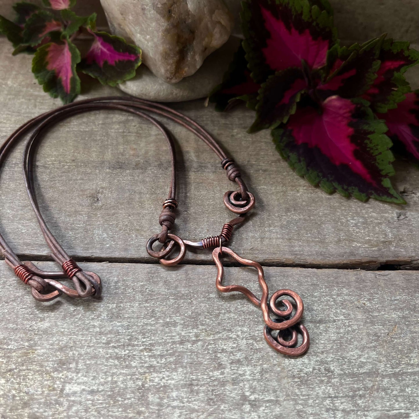 Hanging Copper Swirl Necklace