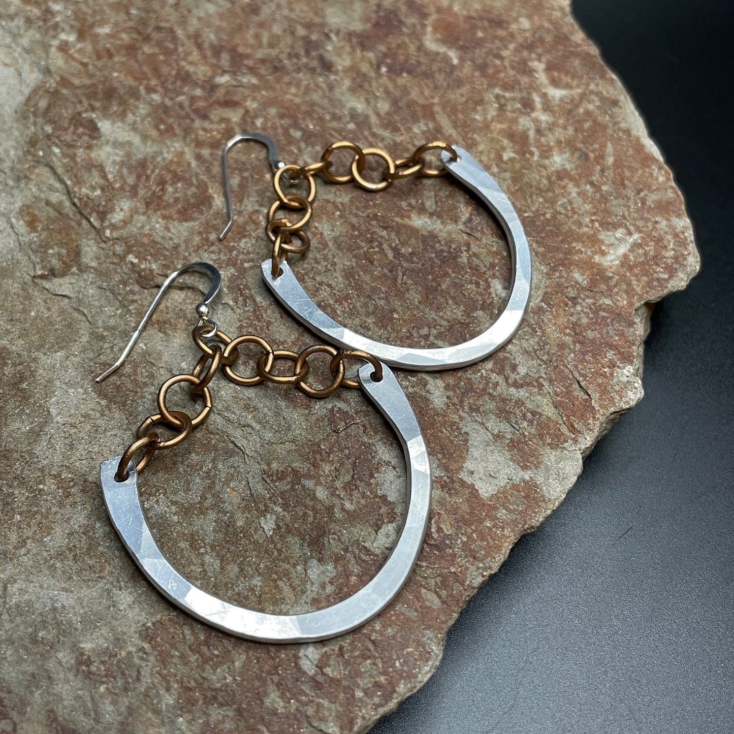 Lightweight Aluminum Hoop Earrings with Chain