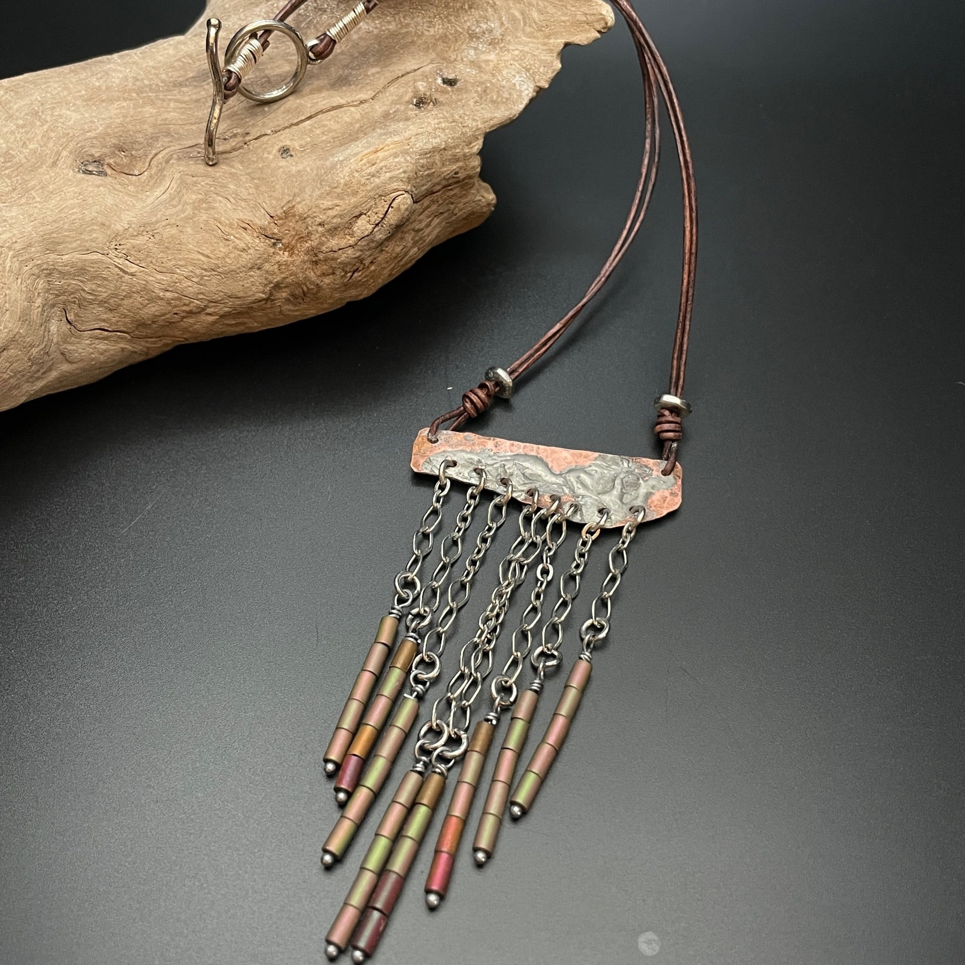 mixed metal necklace with fringe