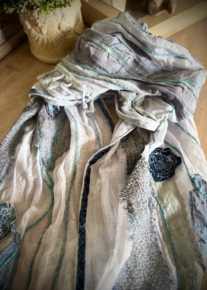 Boho Blue Vintage Inspired Scarf