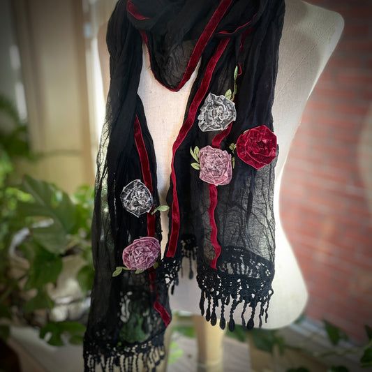 black scarf w roses