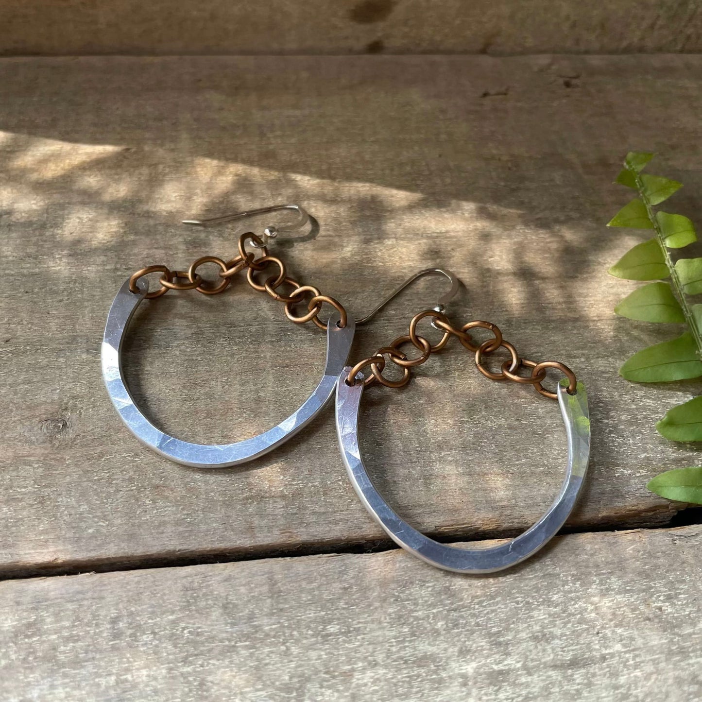 Lightweight Aluminum Hoop Earrings with Chain