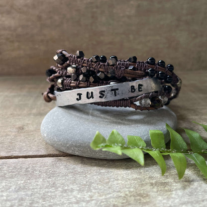 Triple Wrap Aluminum 'Just Be' Bracelet