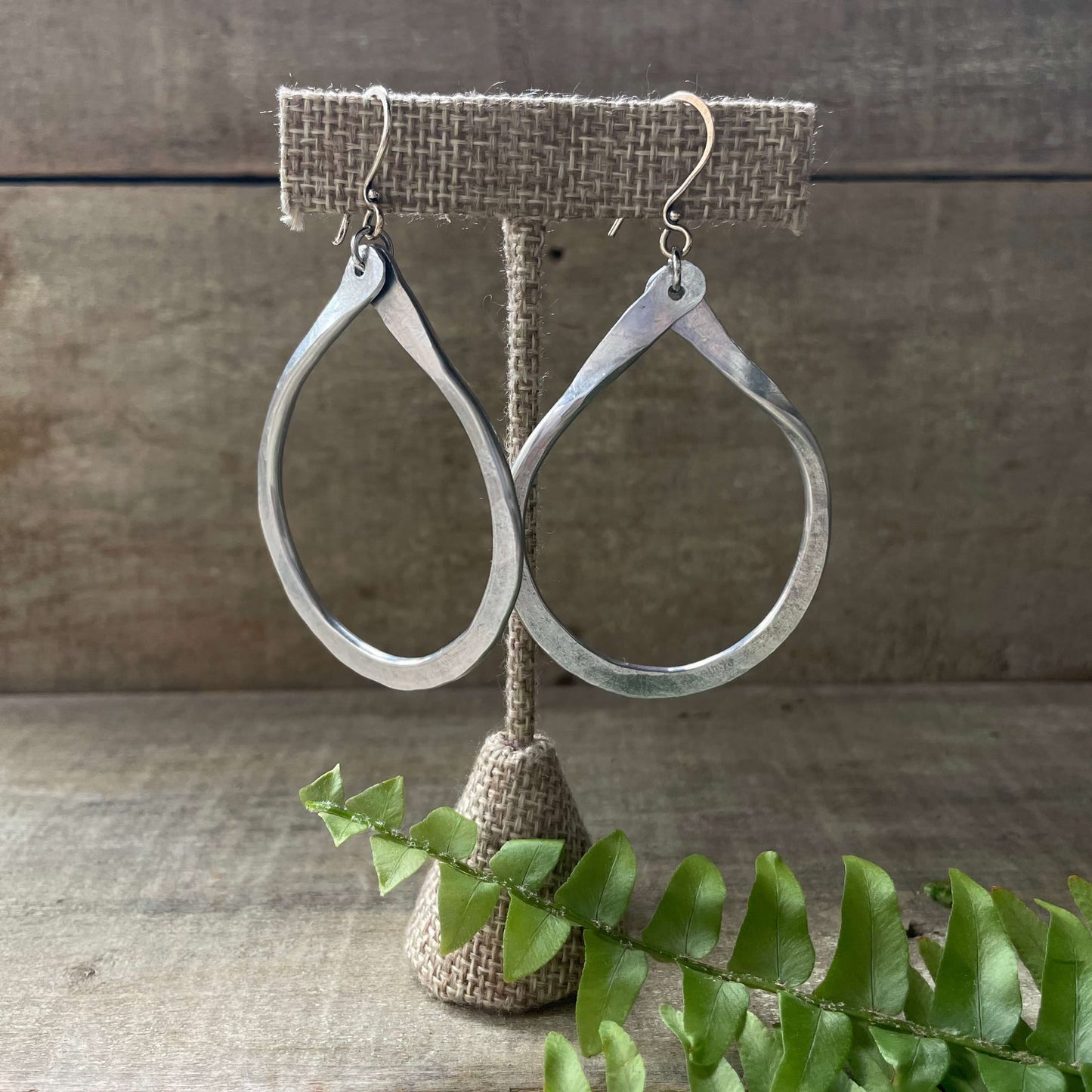 Classic Lightweight Aluminum Loop Earrings hanging